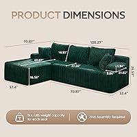 Vista 2 de Modular Sectional Sofa Couches L-Shape Couch 3 Seat Modular Sofa Memory Foam Sectional Couches for Living Room, Cloud Couch with Oversized Chaise