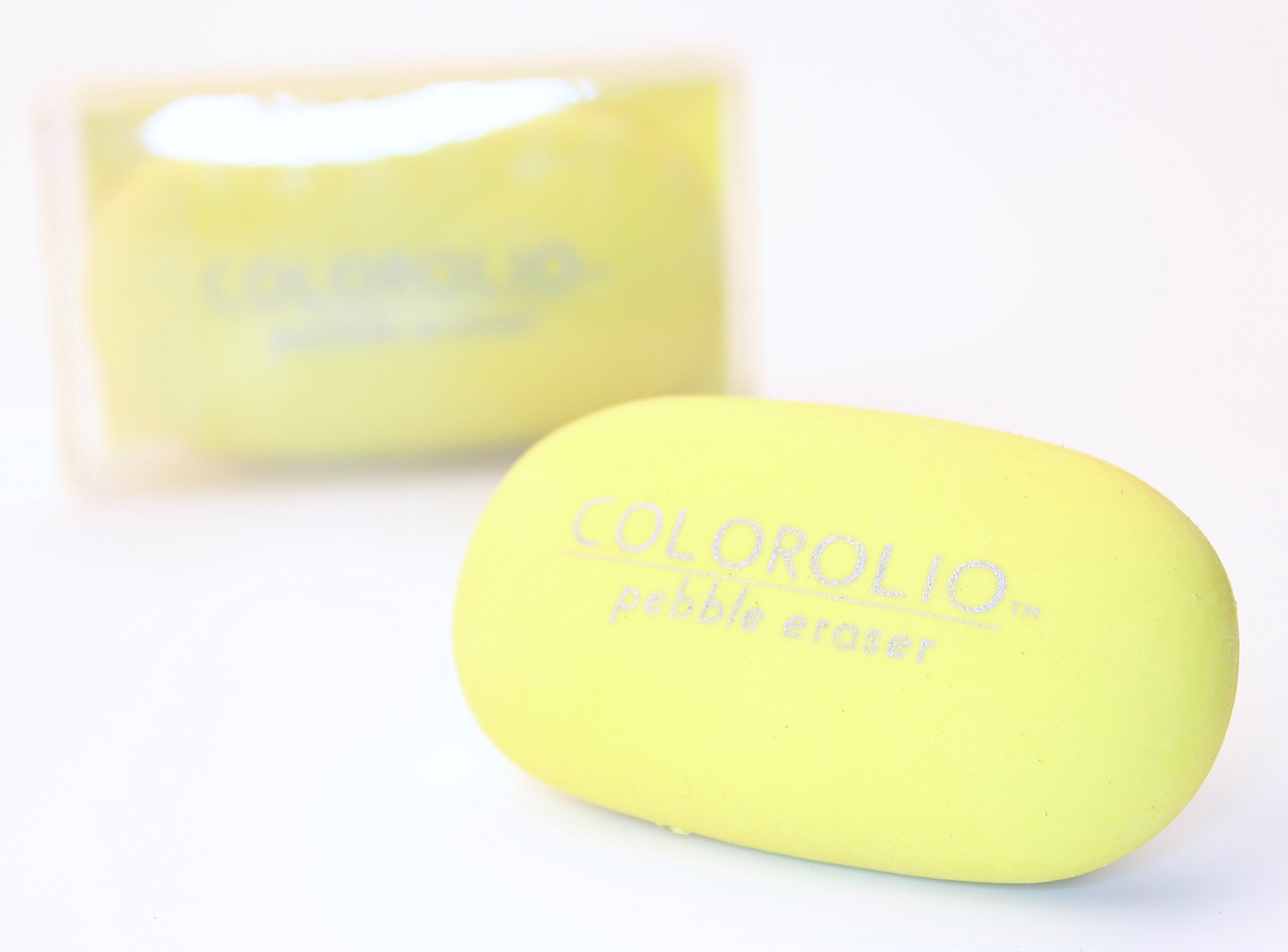Colorolio Pebble Eraser (Yellow) for Writers & Artists- Perfect for Artist Pencils & Erasable Inks- No Color Transference - Highly Visible, Ergonomic - Fun Paperweight. Enhance Your Creativity Now!