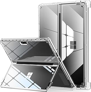 INFILAND Microsoft Surface Pro 9 / Pro 9 5G Case 13 Inch 2022, Full Crystal Clear [Anti-Yellowing] All-in-one Protection Shell Cover, Work with Type Cover Keyboard & Surface Slim Pen 2, Bayer Clear