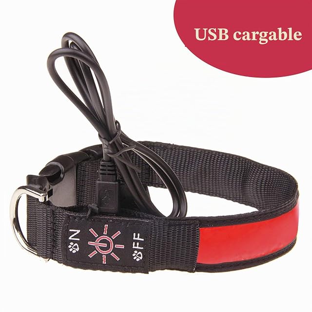 Foto 3 de 7 de Collar LED Iluminado USB Recargable Impermeable para Perro, Banda Nocturna con 3 Modos de Brillo