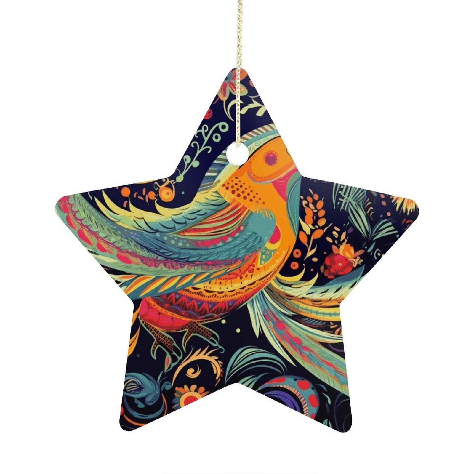 Fodpand Women's Style Ethnic Birds Ornament With String, Keepsake Hanging Decorations,Ceramic Ornaments For Men Indoor Home Holiday Party Gifts