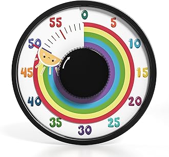 Secura 60-Minute Rainbow Visual Timer 6-Inch Mechanical Countdown Timers for Teaching, Meeting, Cooking, Working - Timer for Kids with Magnetic Backing (Black)