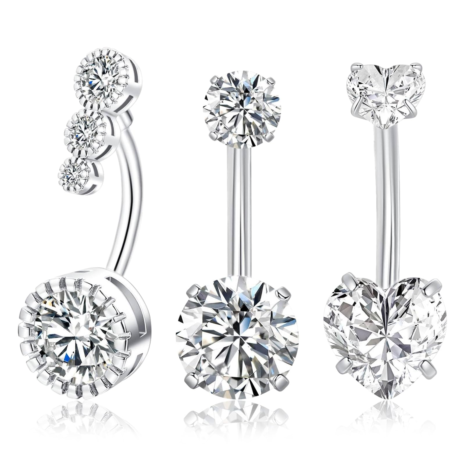 DMNQ 3 Piezas Piercing Ombligo,Piercing Ombligo Acero Quirurgico,Piercing Ombligo Titanio,Joyas para Mujeres y Niñas,Adecuadas para Muchas Ocasiones,Día de la Madre,Regalos de Cumpleaños.
