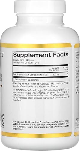 Miniatura 2 de Propóleo de abeja 2X Potencia, extracto concentrado de 500 mg, equivalente a 1000 mg de propóleo natural, apoya la salud inmune y vitalidad*, 240