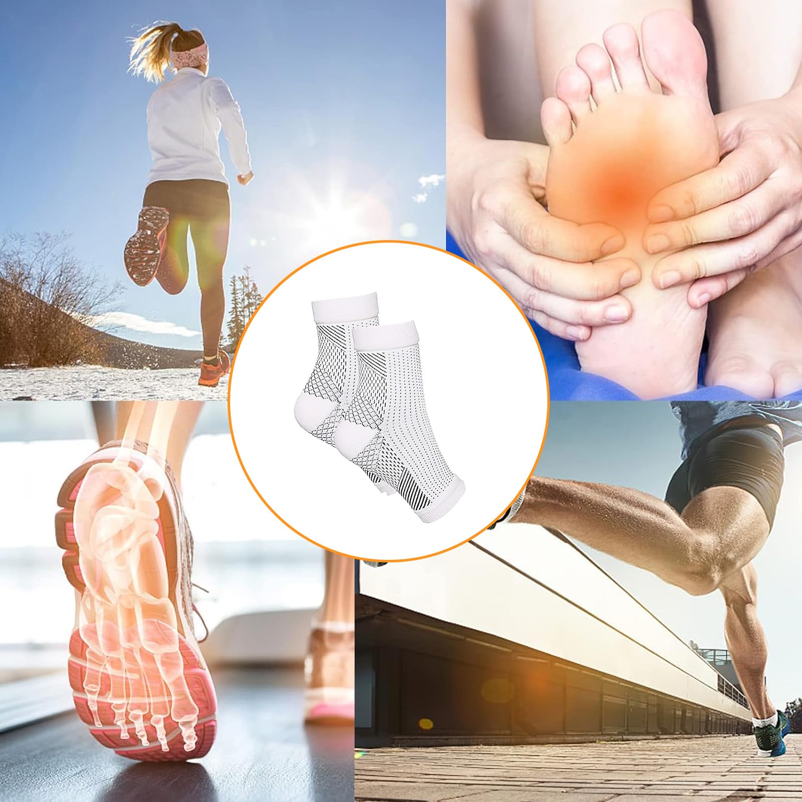 2 Paires Chaussettes pour Neuropathie Chevillere Entorse Chaussettes Chevillere De Maintien Sport Attelle Cheville pour Hommes Femme Protege Cheville for Football Basketball Running Hiking