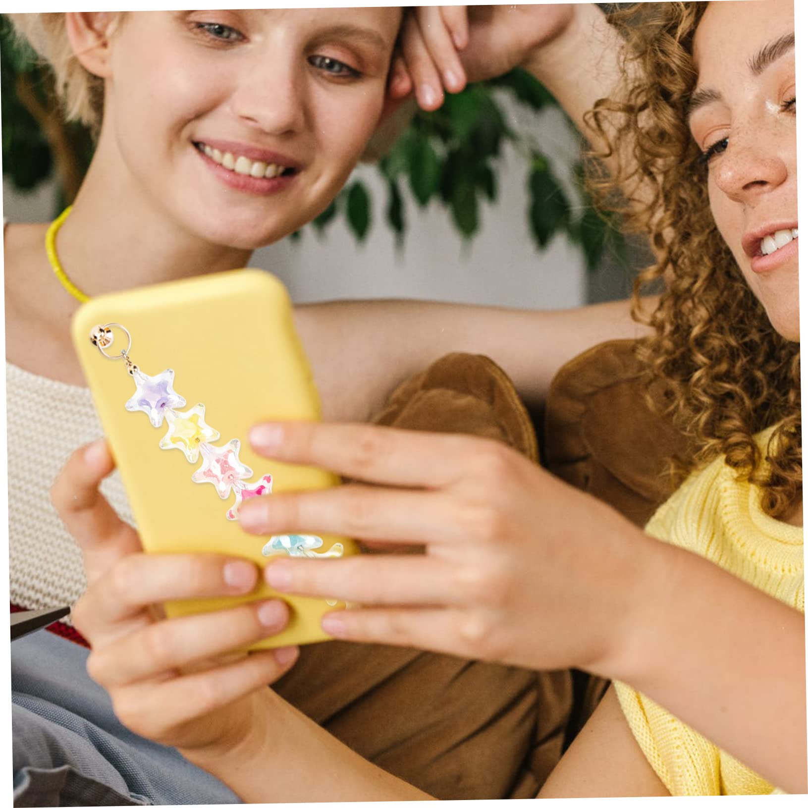 Housoutil Juego De 5 Accesorios Para Fundas De Móvil Cordón Con Cuentas Cadena Correas Para El Asa Soporte De Agarre Resistente A Caídas Pulsera Única Para Mujer (2 Piezas X 5)