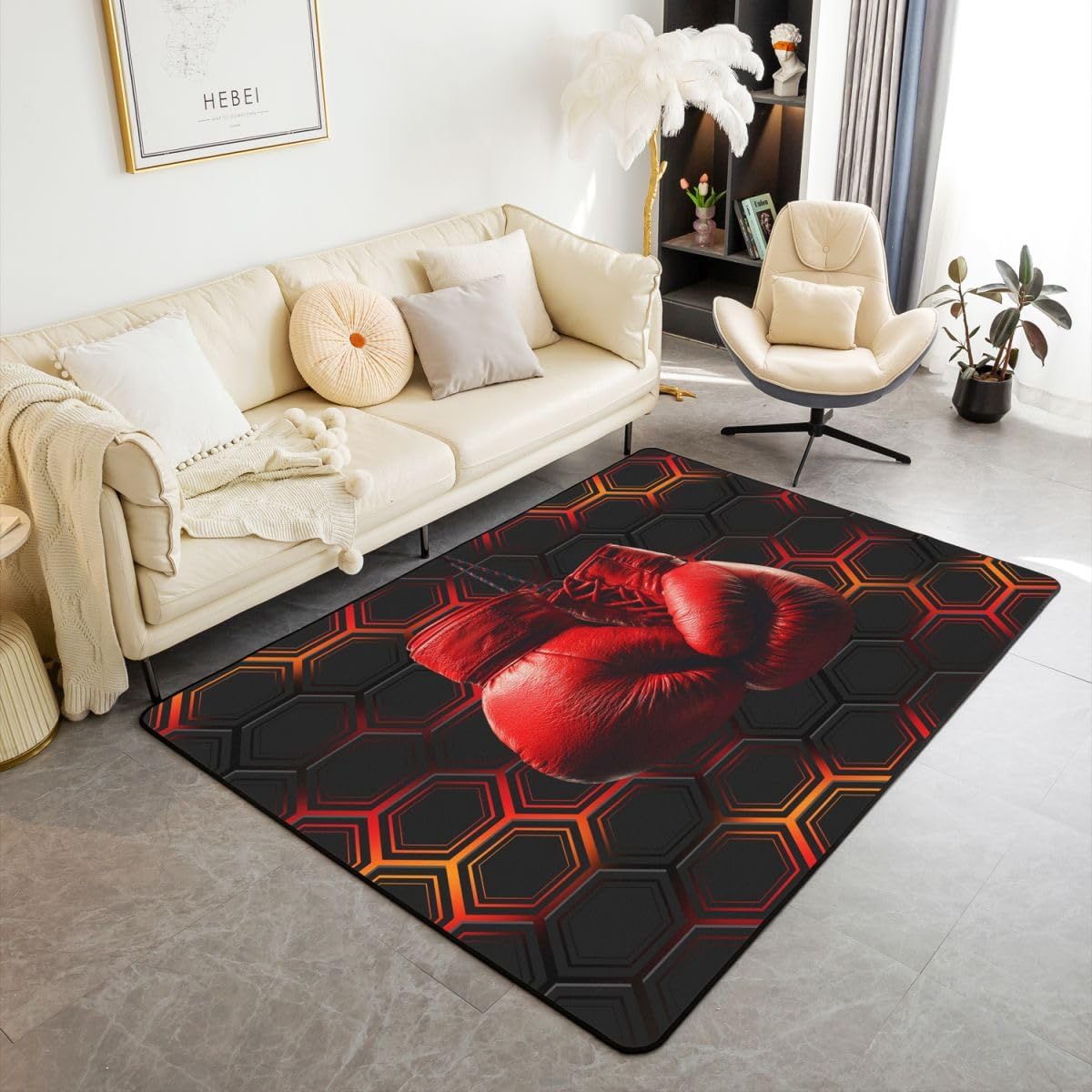 Erosebridal Pink Xmas Decor Rug, Merry Christmas Area Rug 5x7 for Kids Boys Girls Women, Kawaii Santa Claus Non Slip Washable Carpet for Living Room Snowman Penguin Bear Deer Living Room Rugs