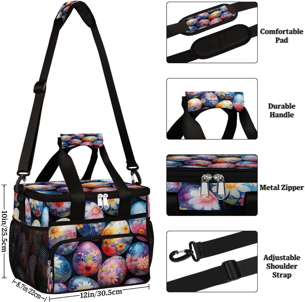 Insulated Picnic Backpack Lunch Box for Women Men Picnic Basket Tote Lunch Bag Picnic Bag Portable Lunch Bags for Picnic, Beach, Work, Trip,Office, Camp Easter Day Egg