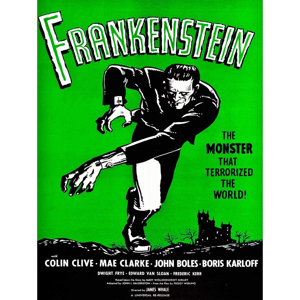 Wee Blue Coo Movie Film Frankenstein Monster Karloff Horror Shelley Gothic Whale Art Print Poster Wall Decor 12X16 Inch