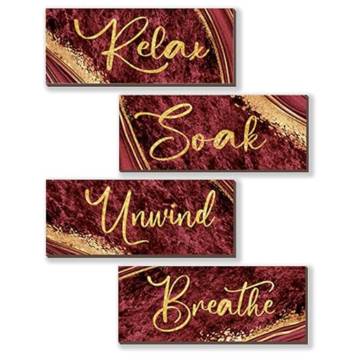 ONIZHITY 4 Pcs Red and Gold Bathroom Decor Red Gold