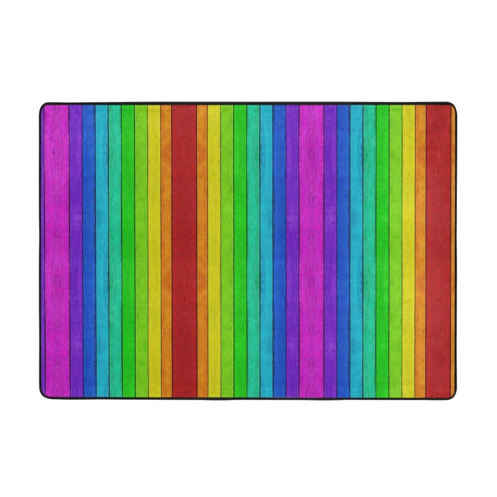Tapis de sol antidérapant ultra confortable à effet bois arc-en-ciel