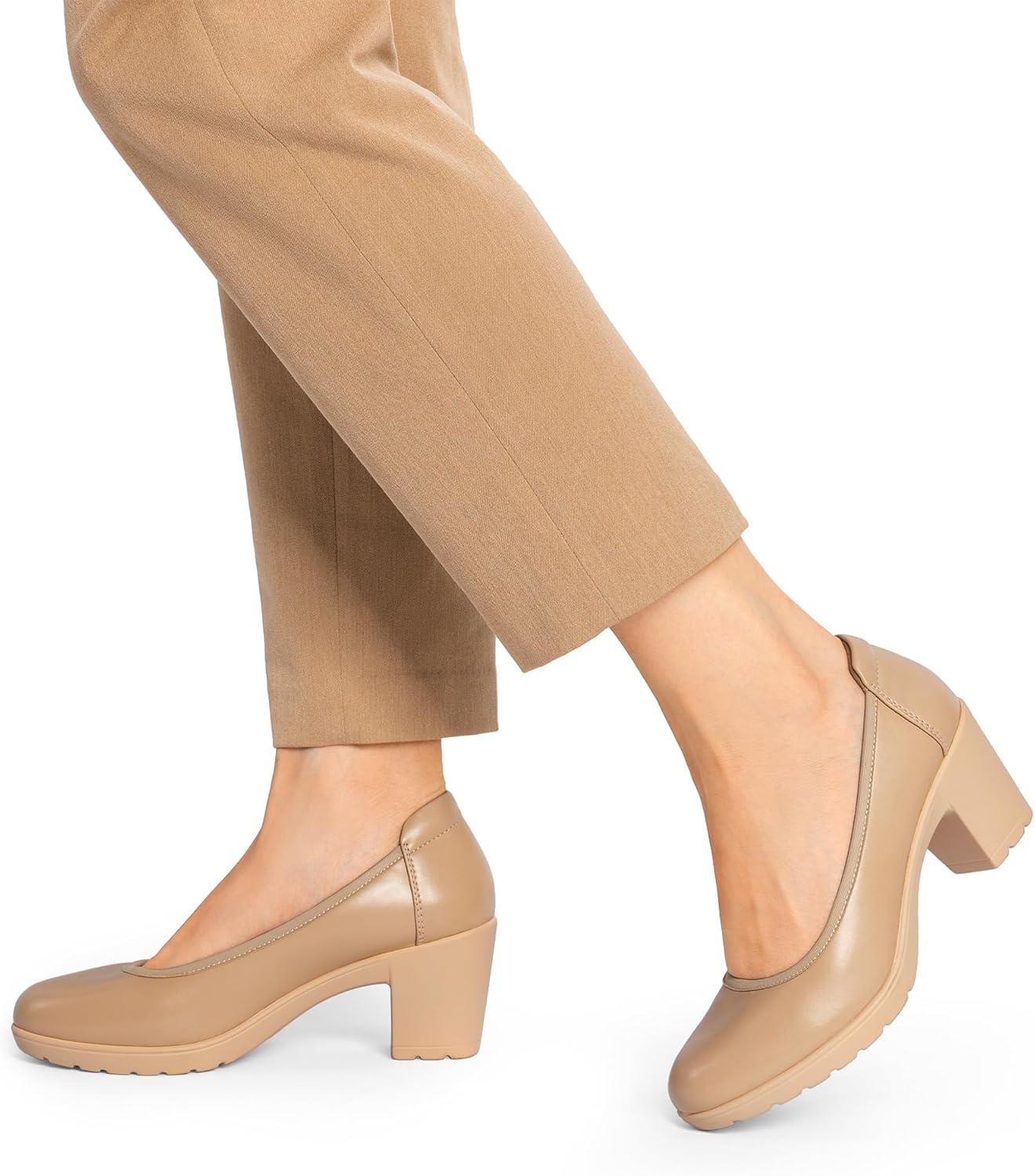 DREAM PAIRS Women's Chunky Closed Toe Low Block Heels Work Pumps Comfortable Round Toe Dress Wedding Shoes Nereida - Image 2