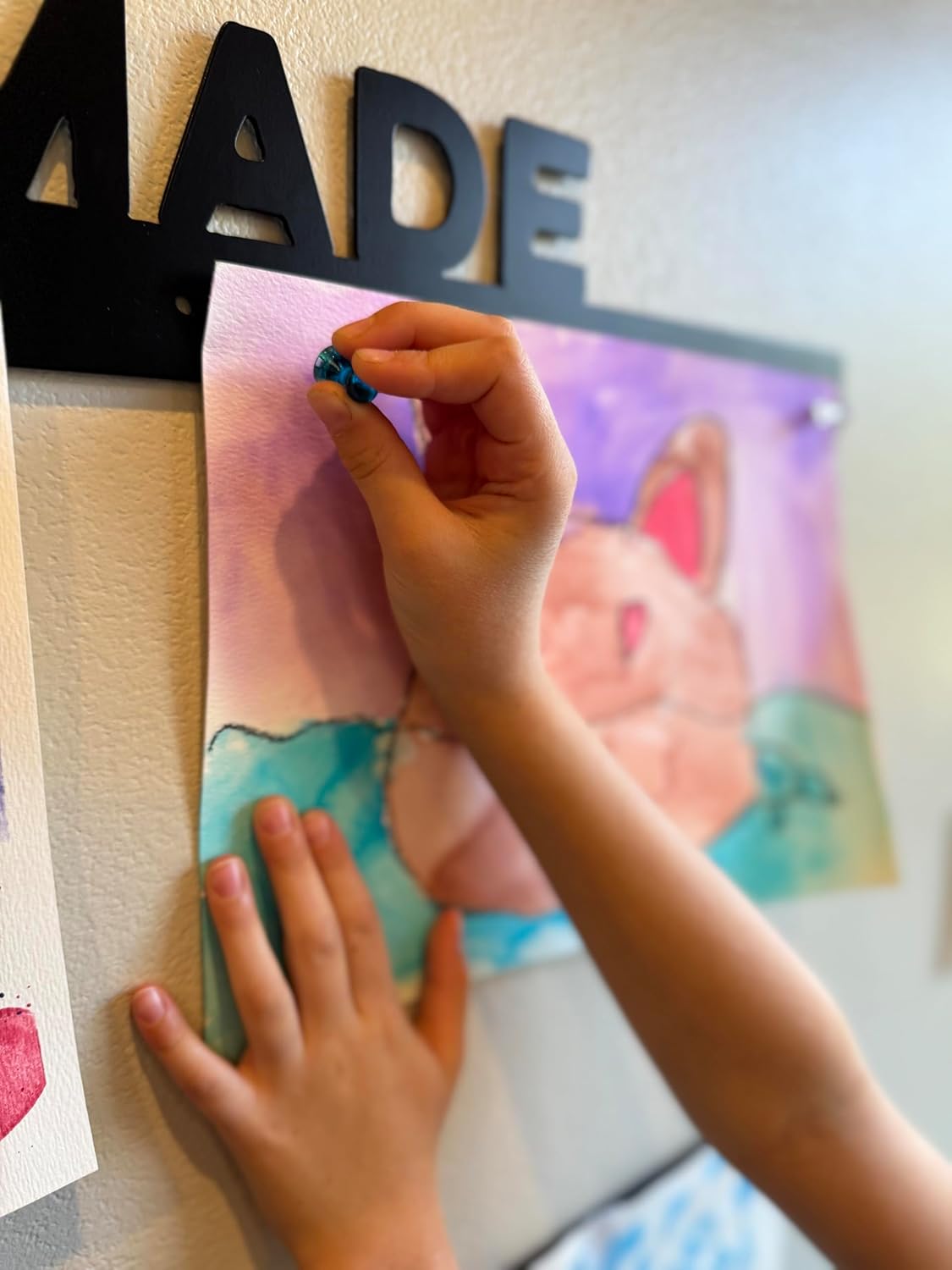 Look What We Made Magnetic Art Display for Kids Artwork - Kids Art Display - Artwork Display for Kids Art for Wall - Picture Hanging System - Display Children Artwork - Magnet Bar (36, Black)