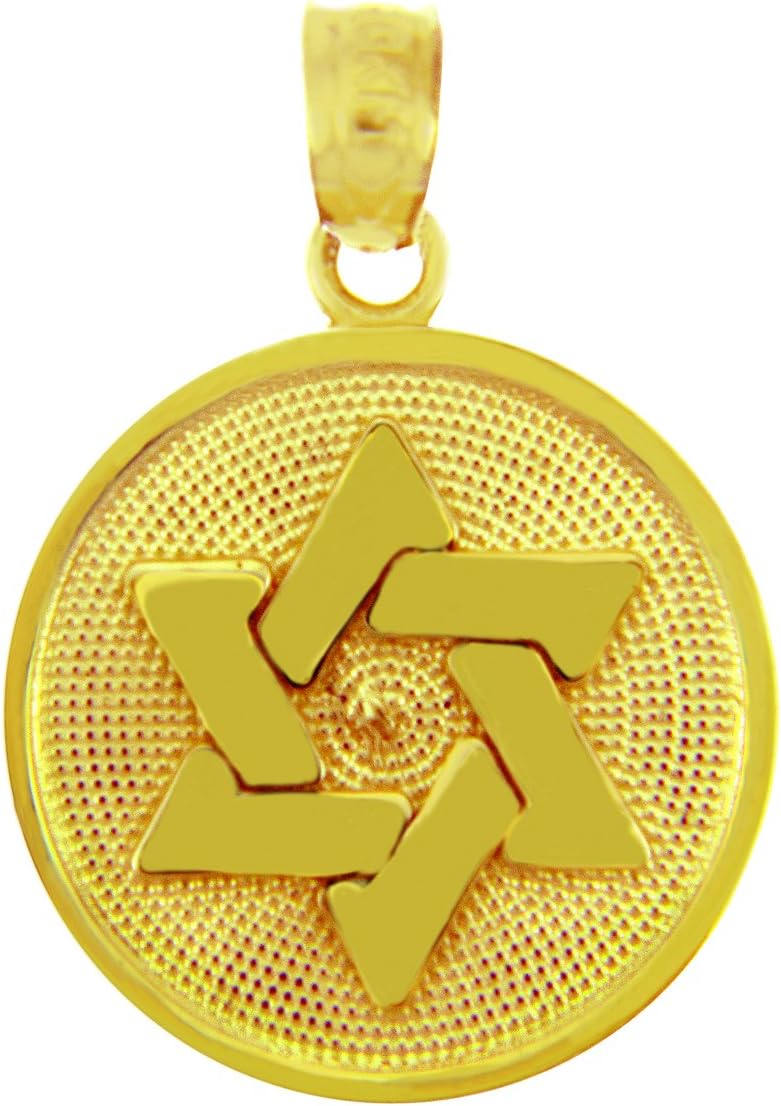 Jewish Jewelry 14k Gold The Magen David with Disc Charm