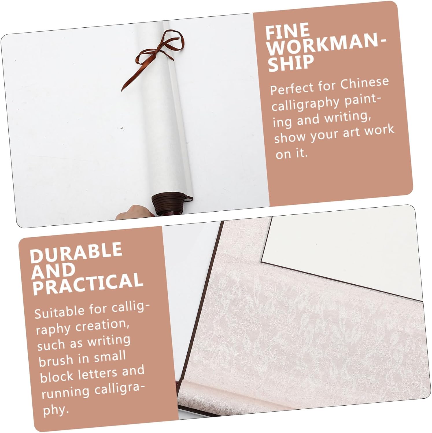 NUOBESTY 2Pcs Chinese Calligraphy Blank Hanging Scrolls Multi Function Painting Paper with Moderate Ink Absorption and Texture for Brush Writing and Display