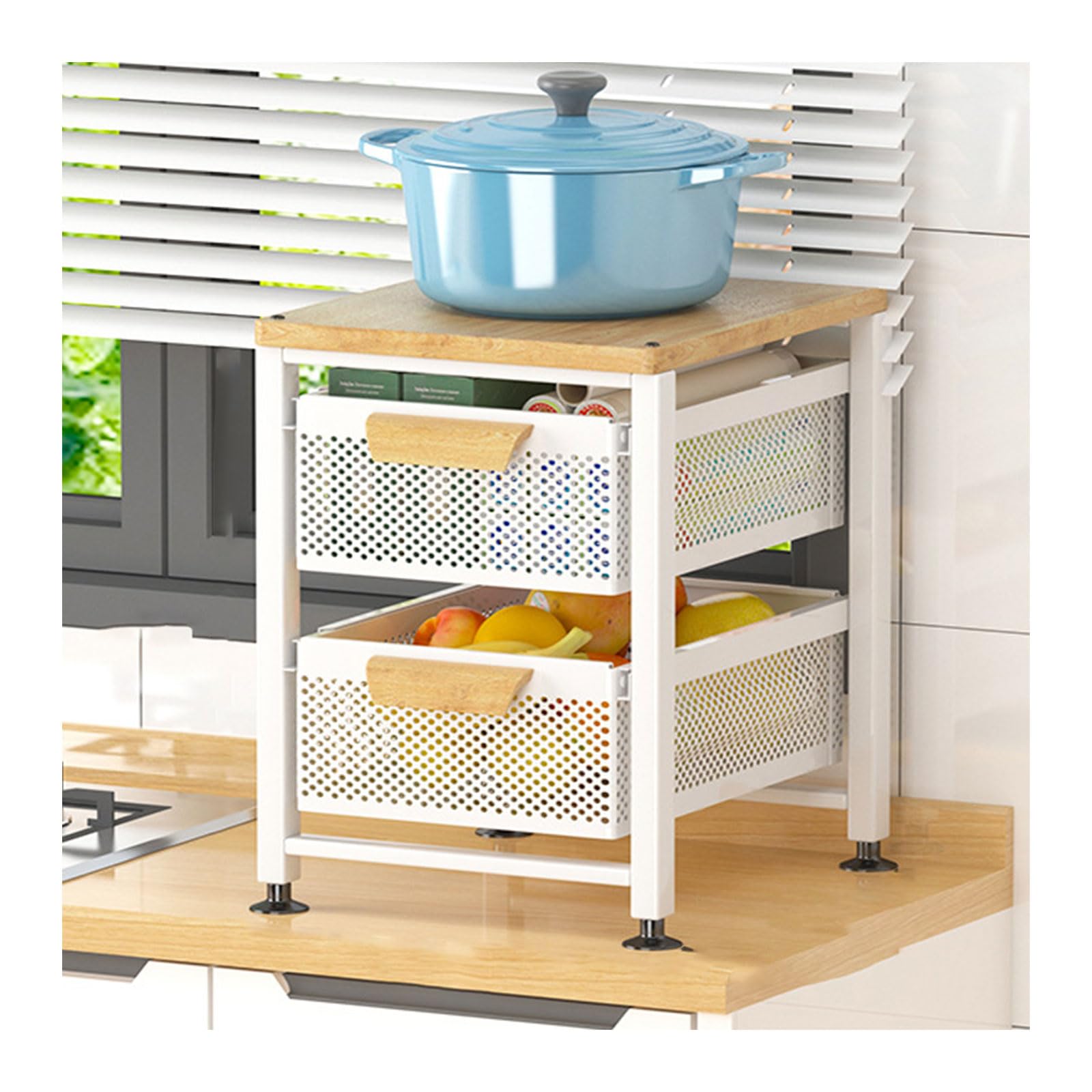 Dxcaicc Under Sink Organizers Drawers,Pull Out Cabinets Shelf,Multi-functional Countertop Storage Rack with Sliding Storage Drawer,Houseware Storage Basket for Bathroom Kitchen Storage,White,B