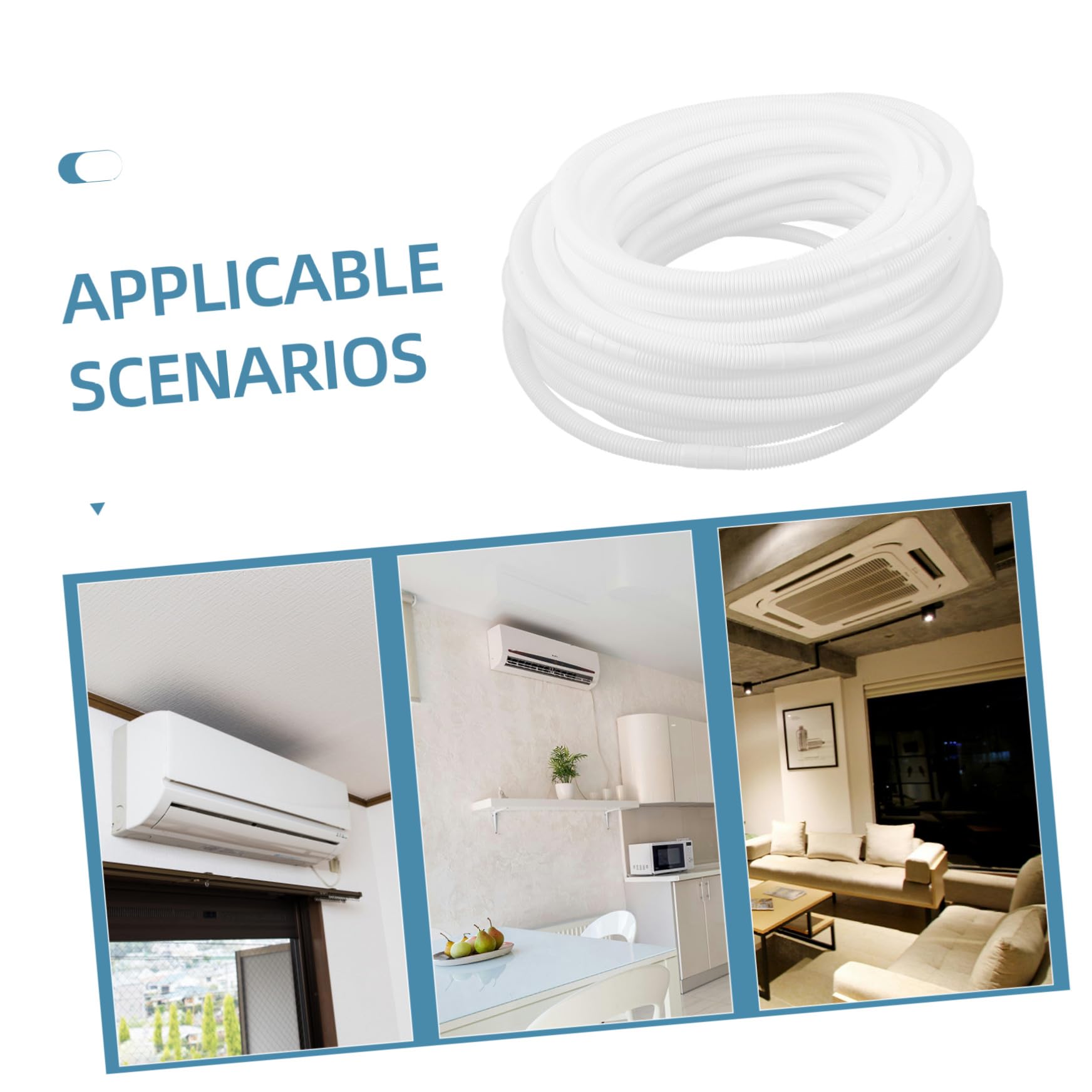 Tubo di Scarico Condizionatore Bianco Hdpe a Doppio Strato | Drenaggio Efficiente, Previene Accumuli, Atmosfera Estiva, Tubo Flessibile di Scarico e Fascetta