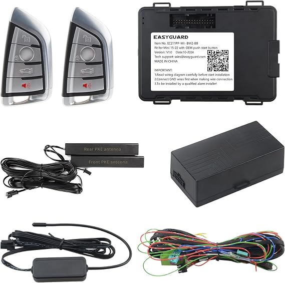 EASYGUARD EC211PP-MI-BM2-BB CAN Bus PKE Passive keyless Entry Remote Starter fit for BMW MINI Cooper, Clubman & Countryman F54 F55 F56 F57 F60 15-22 with Automatic Transmission