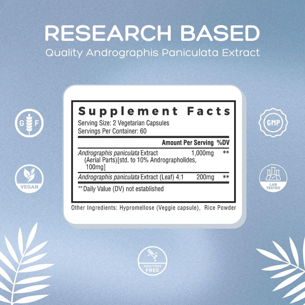 NCL Andrographis Paniculata 1,200mg - 100mg Andrographolides, 120 Capsules — Amazon image 6