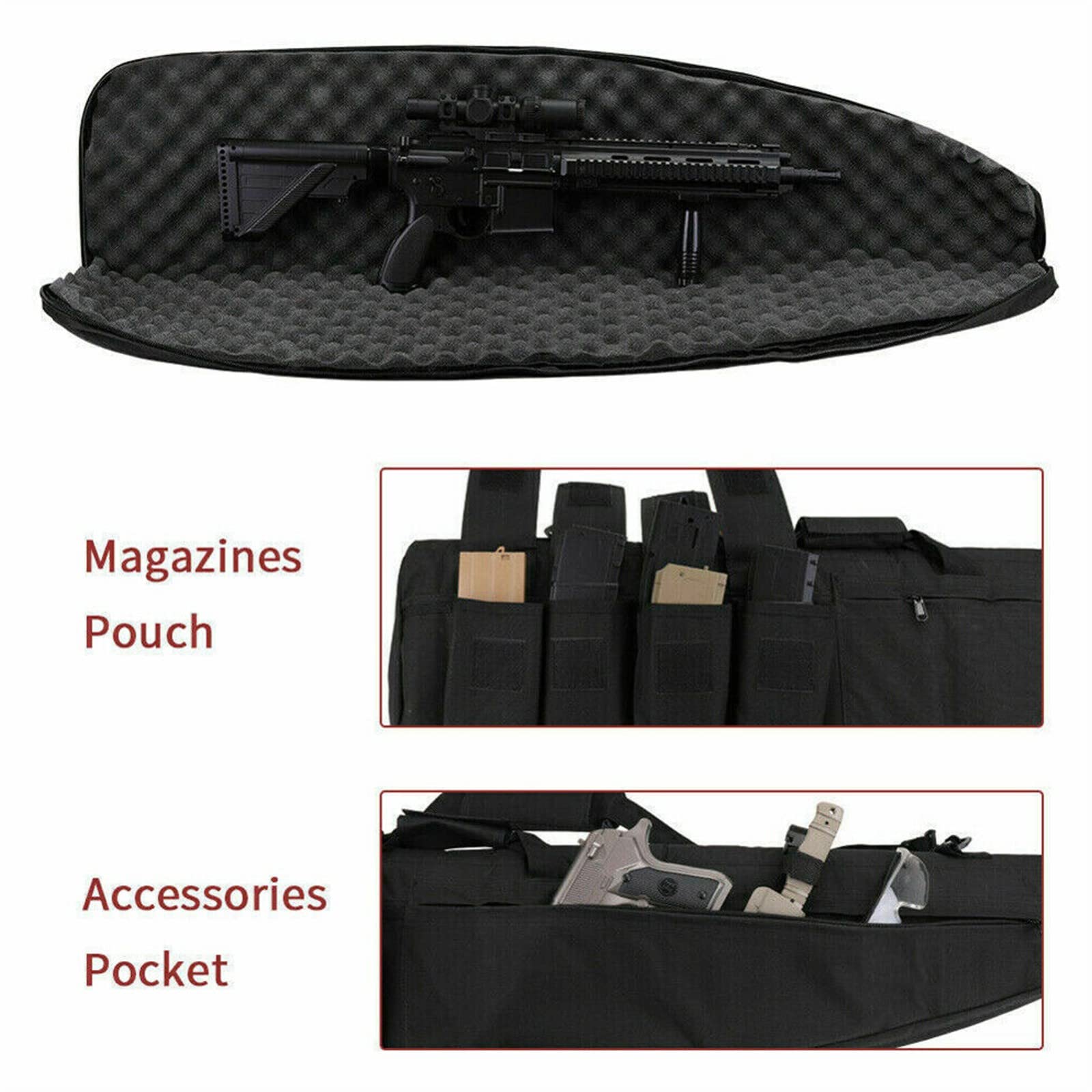Funda Blanda para Rifle Acolchado, Bolsa de pistola táctica escopeta y estuche de rifle, Estuche de Pistola a Prueba de Golpes con correa para el hombro, longitud disponible en 70 cm/98 cm/118 cm