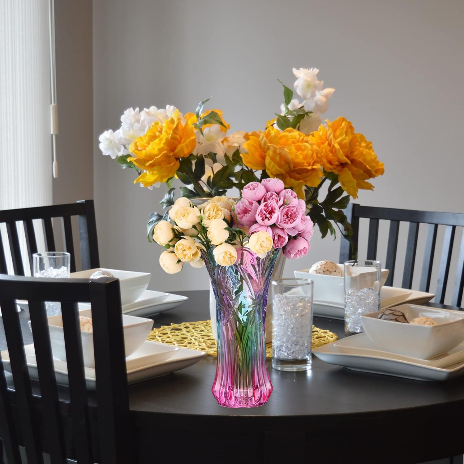 Crystal Glass Colorful Vase Flower Vase for Flower Arrangements Home Wedding Decor