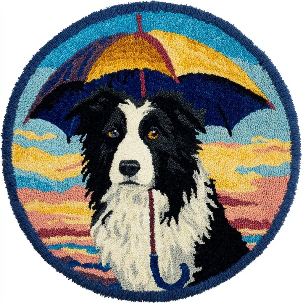 WallustrioaW Round Latch Hook Rug Kits Dog for Adults and Starter 50 * 50Cm