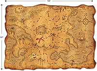 Vista 2 de Accesorio para fiestas, mapa del tesoro, plástico, 12" x 18", Multicolor