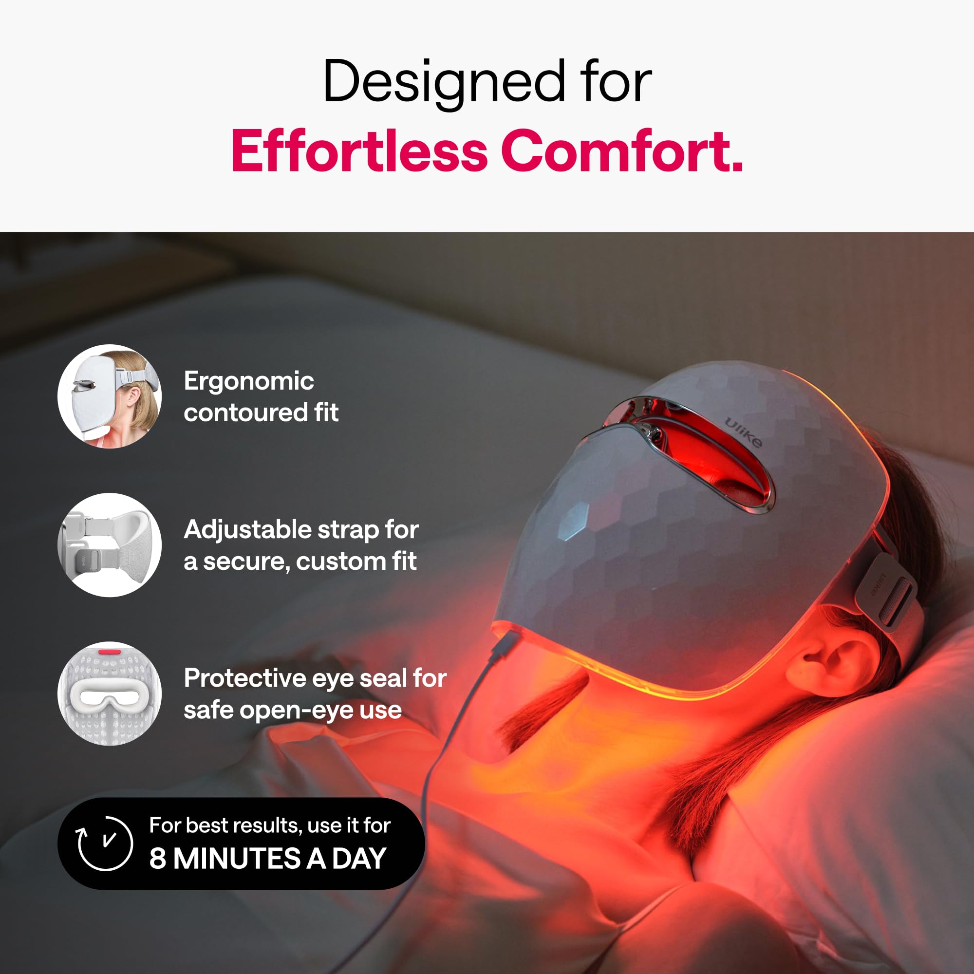 Ulike Red Light Therapy Mask for Face,360° full face coverage view 5
