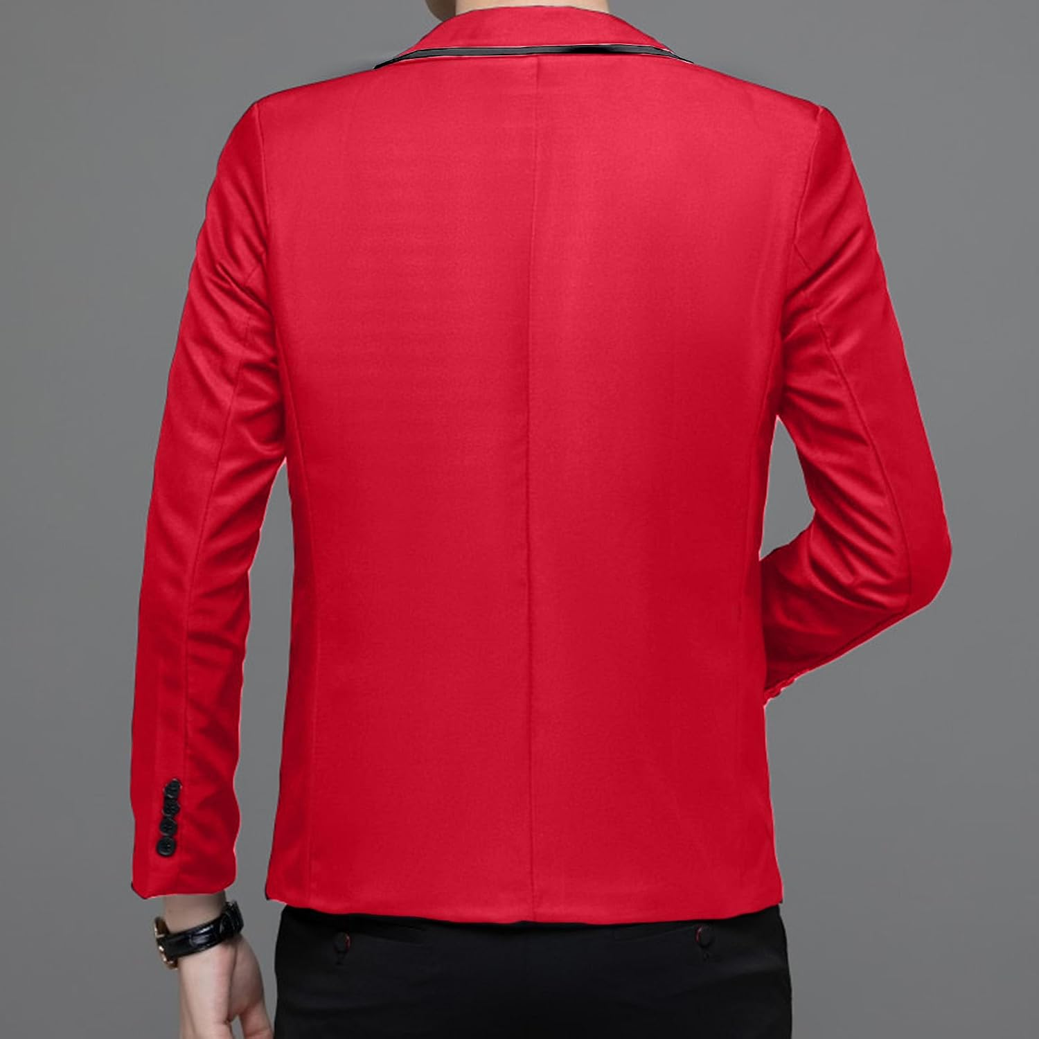 Men Fashion Commute Formal Button Jacket Lightweight Slim Fit Club Blazer Coat Contrast Color Business Office Jacket