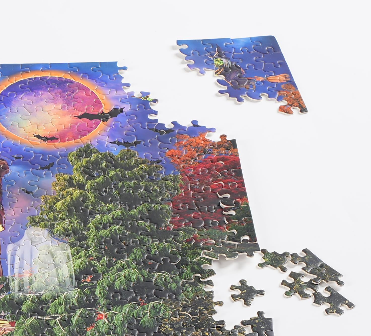 Jigsaw Puzzles 1000 Pieces Puzzles for Adults,Halloween Haunted Mansion Scenery with Pumpkins, Ghosts, Witches, Black Cats,Halloween Decoration for Family Party Holiday 27" x 20"