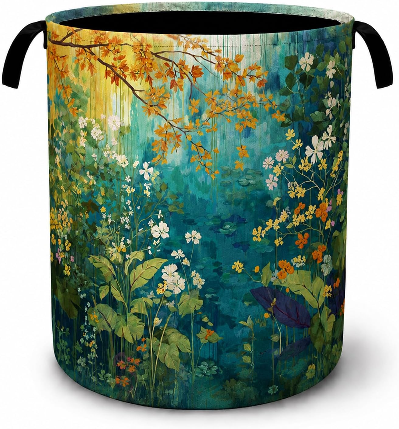 Abstract Spring Floral Laundry Basket Flower Oxford Cloth Funny Tote Bag Laundry Hamper Clothes Storage Bucket Organizer For Bathroom Laundry Room Bedroom 16x20 Inch
