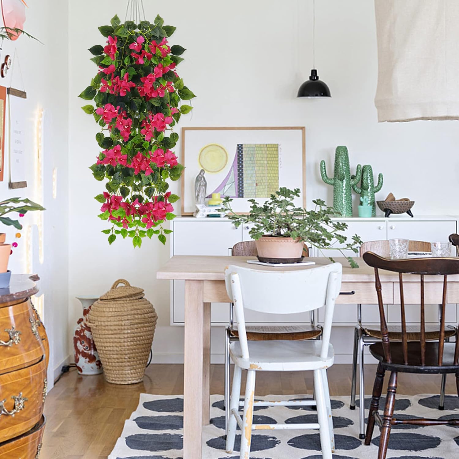 Fake Hanging Flowers Plants Bougainvillea Artificial,UV Resistant Faux Silk Flower Fabric Vine for Indoor Outdoor Garden Porch Eave Fence Wedding Wall Spring Summer Decor - Image 5