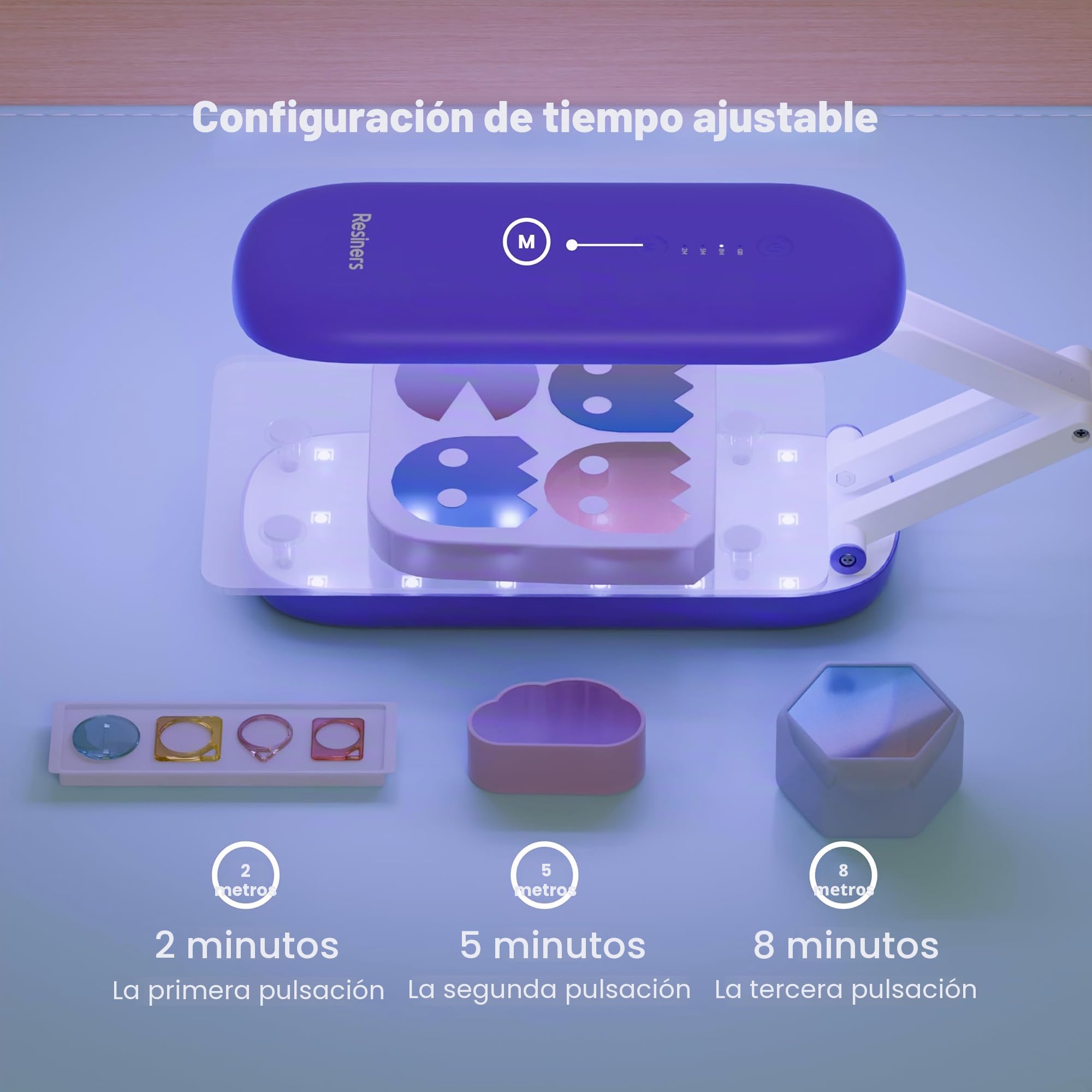Resiners Lámpara UV para resina, lámpara UV de doble cara para resina, lámpara UV plegable, linterna negra ultravioleta LED inalámbrica y recargable, suministros y herramientas, púrpura