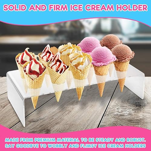 Miniatura 3 de Soporte acrílico transparente para cono de helado, 10 agujeros para exhibir conos de nieve, rollos de mano de sushi, palomitas de maíz, dulces,