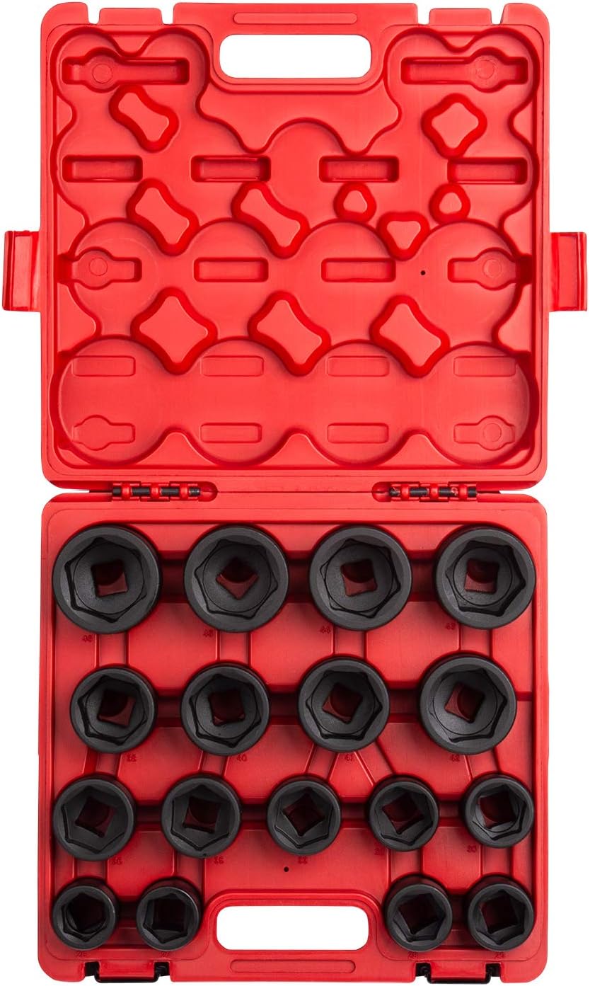 AKM TOOL 3/8" Drive Magnetic Impact Socket Set - 17-Piece Metric (7mm-19mm) With Extensions & Adapter - View #2