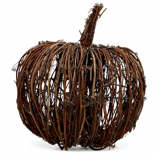 IMIKEYA Rattan Wicker Pumpkin Autumn Decoration Halloween, 8 Inch |