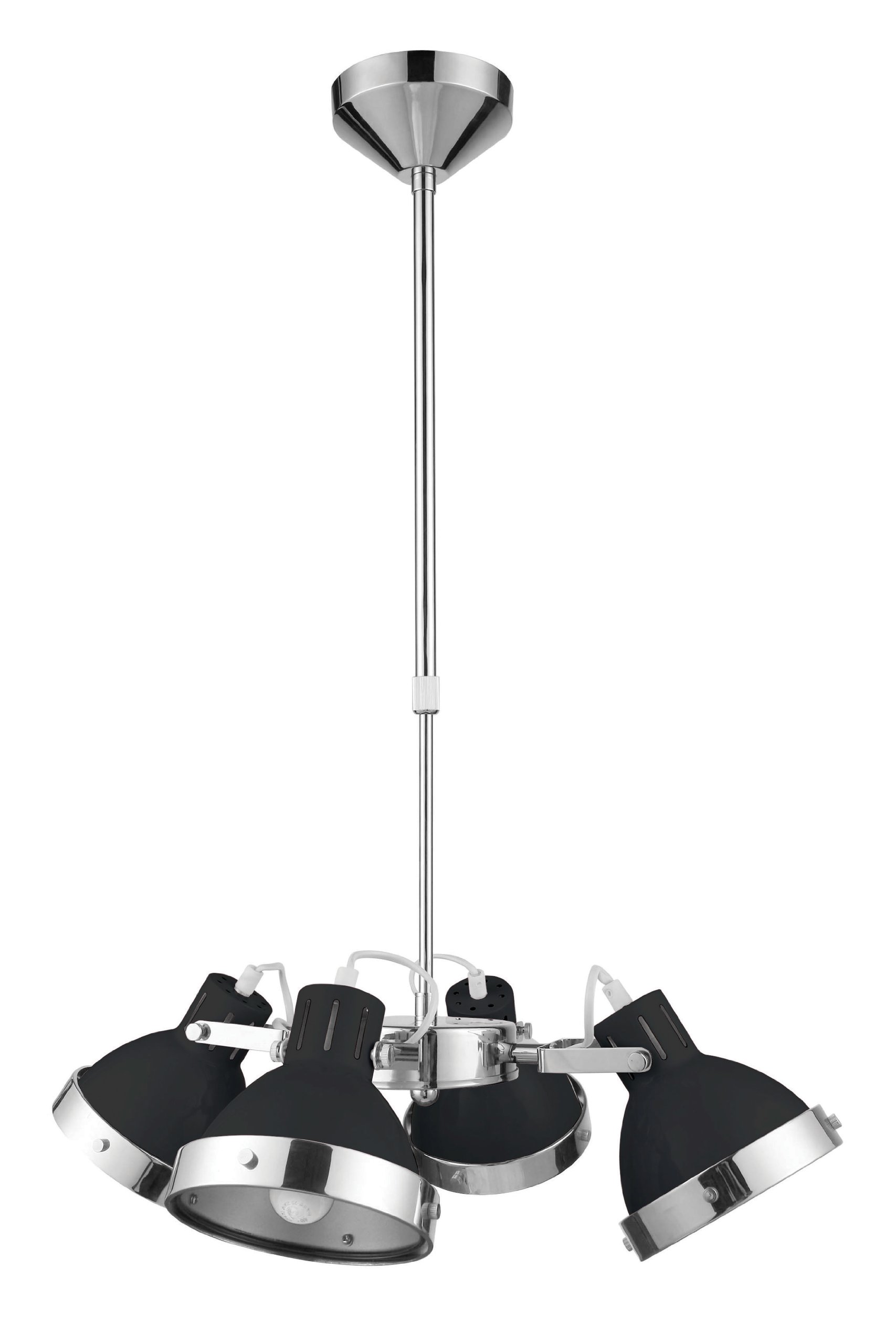 Premier Housewares E14 Edison Screw 4 Light Chrome Ceiling Pendant, 40 W - Black