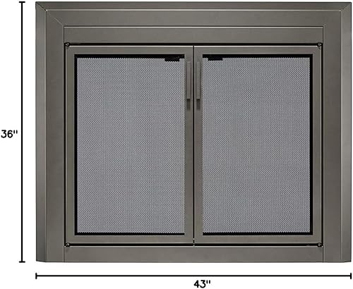 Miniatura 11 de UniFlame - Logan - Puertas de chimenea estilo gabinete con vidrio templado ahumado (color plomizo, tamaño grande - se adapta a aperturas de 36 a 43