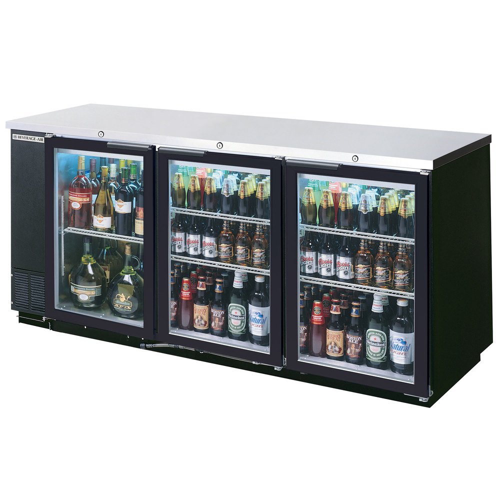Beverage Air BB72HC-1-G-B-27 Three-Section Refrigerated Back Bar Storage Cabinet