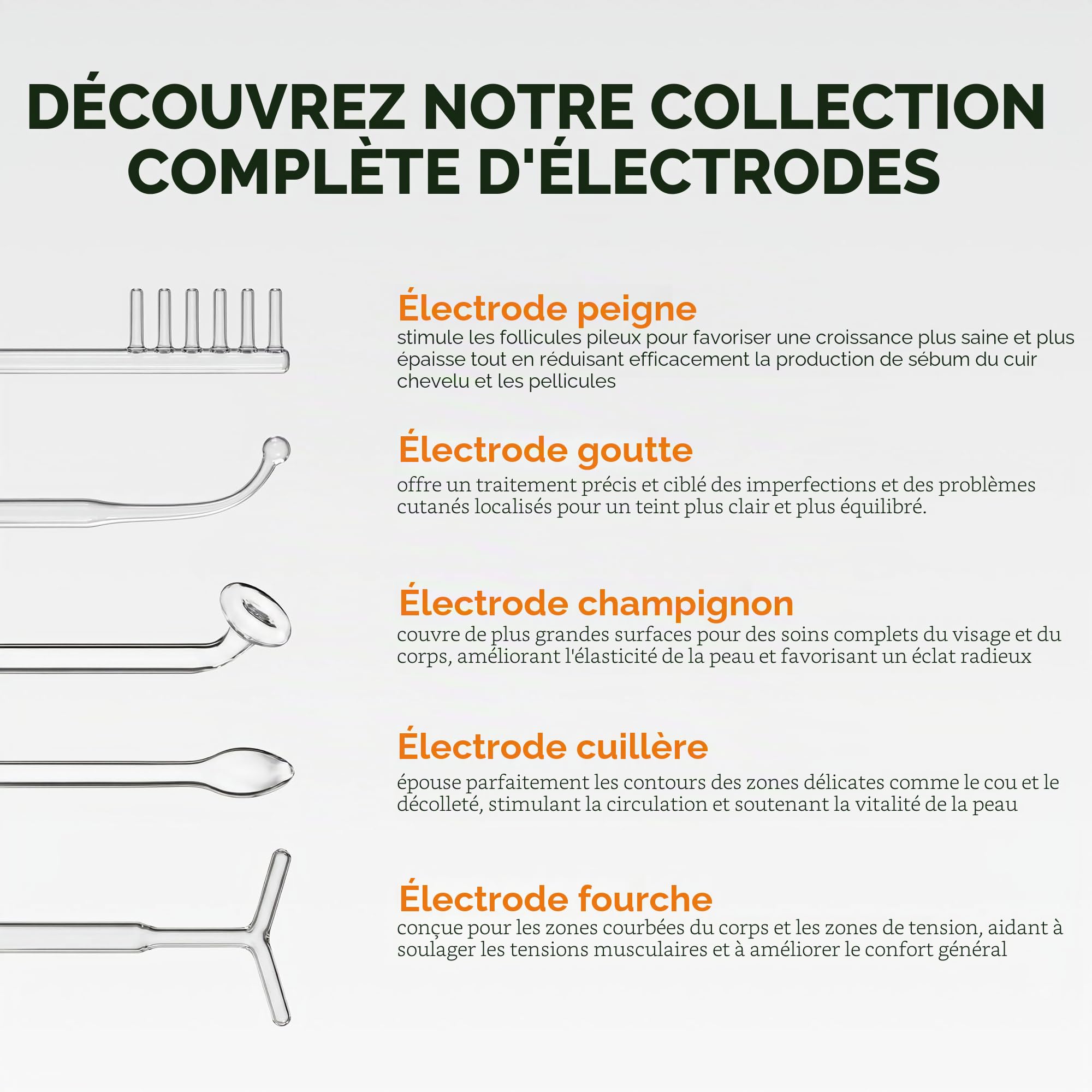 GESS Dars Appareil de Massage Haute Fréquence avec Gaz Argon et Néon, 2 Électrodes pour le Visage et les Cheveux – Barre Haute Fréquence pour le Traitement de l'Acné, Anti-Âge