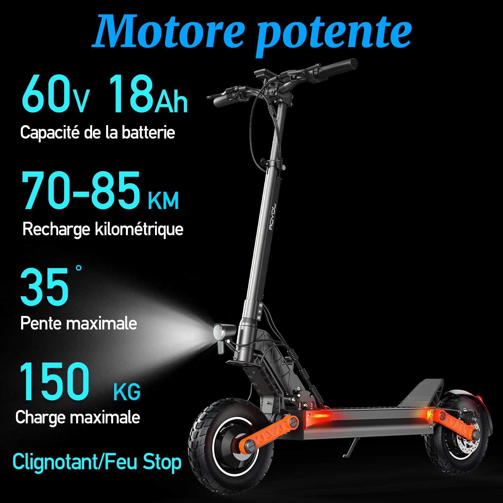 JOYOR Trotinette Electrique Adulte S/Y/T Serie Autonomie 55-90KM Moteur 2000W Trottinette électrique Puissante Sportive Professionnelle Aventure Travail Pneus Tout-Terrain Scooter Electrique Adulte