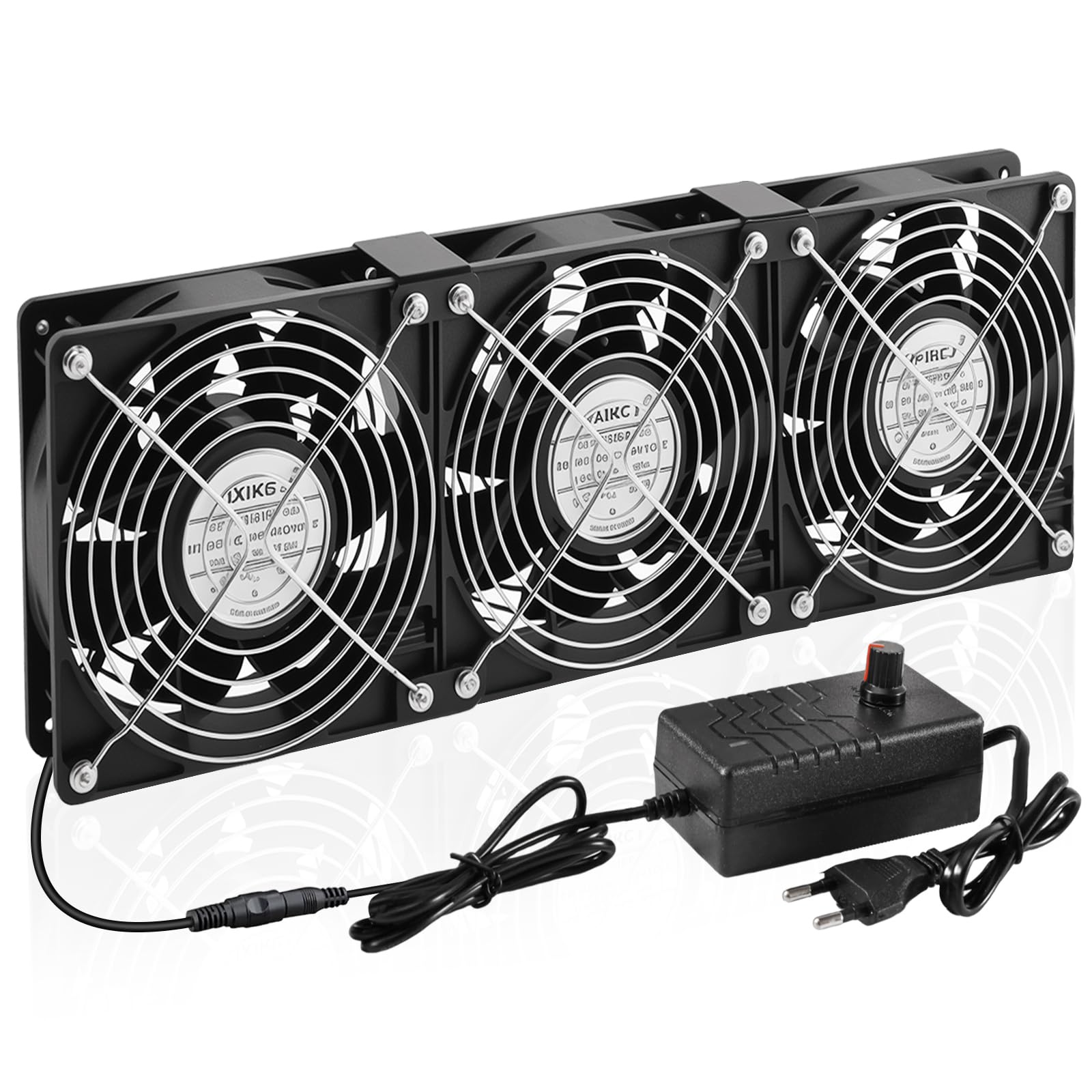 Joycabin Lot de 3 ventilateurs de 120 mm - Grand flux d'air - Avec régulateur de vitesse - 100 V-240 V CA - Double roulement à billes - 6000 tr/mi - Pour PC, serveur, armoire, serre