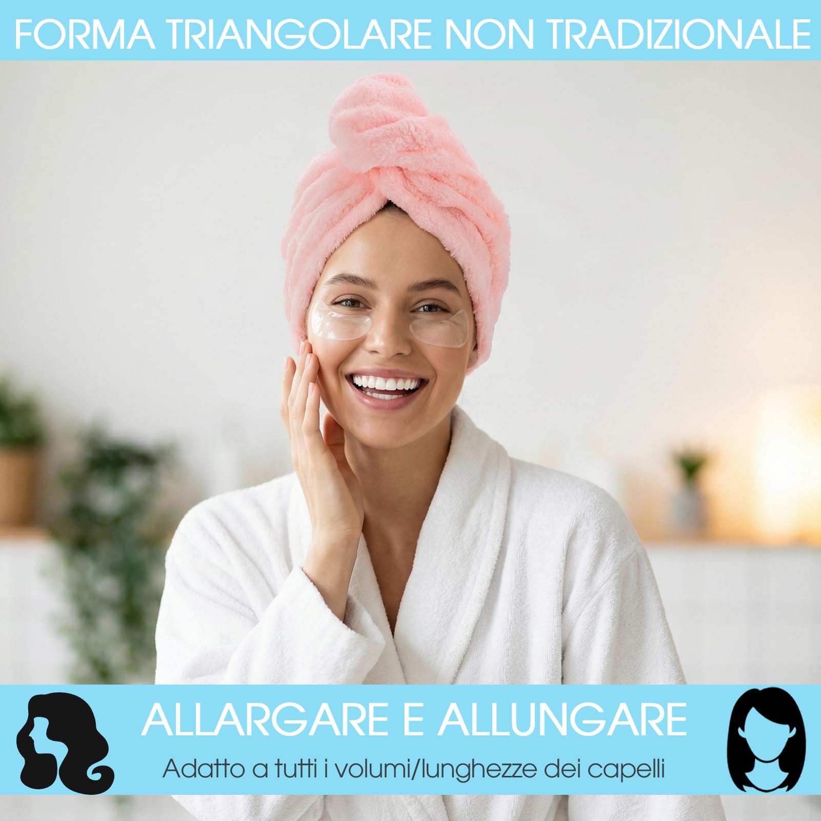 Asciugamani per Capelli a Turbante 3 Pezzi Turbante Asciugacapelli Forte assorbimento d'acqua Asciugamano Capelli Turbante in Microfibra Asciugamano per Capelli per Capelli Ricci Lisci