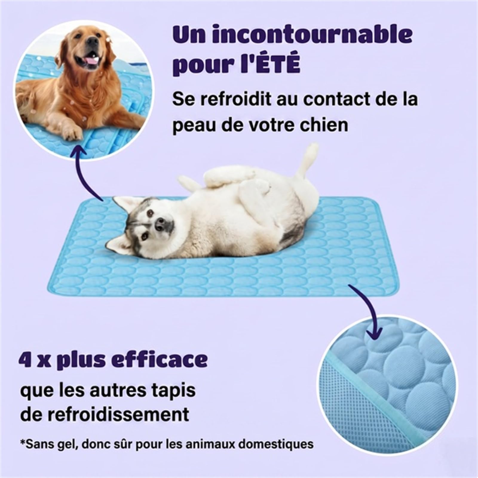 Pawolaf Tapis Rafraichissant Chien, Tapis de Refroidissement Chien Lavable et Pliable pour Grands Chiens et Chats, Maison Voiture Voyage