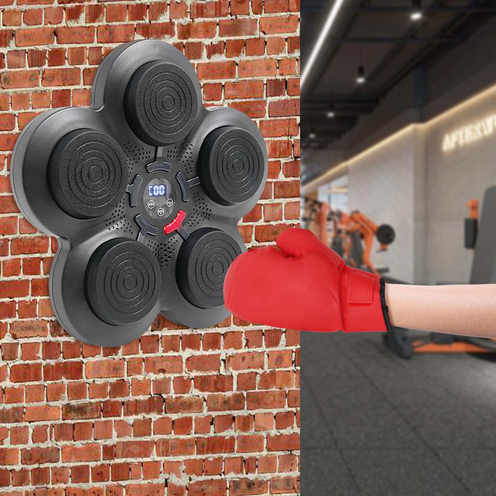 Máquina De Boxeo Musical Con Bluetooth, 9 Velocidades Y 9 Modos, Guantes Incluidos, Pantalla LCD, Efectos De Luz Y Sonido, Fácil Montaje