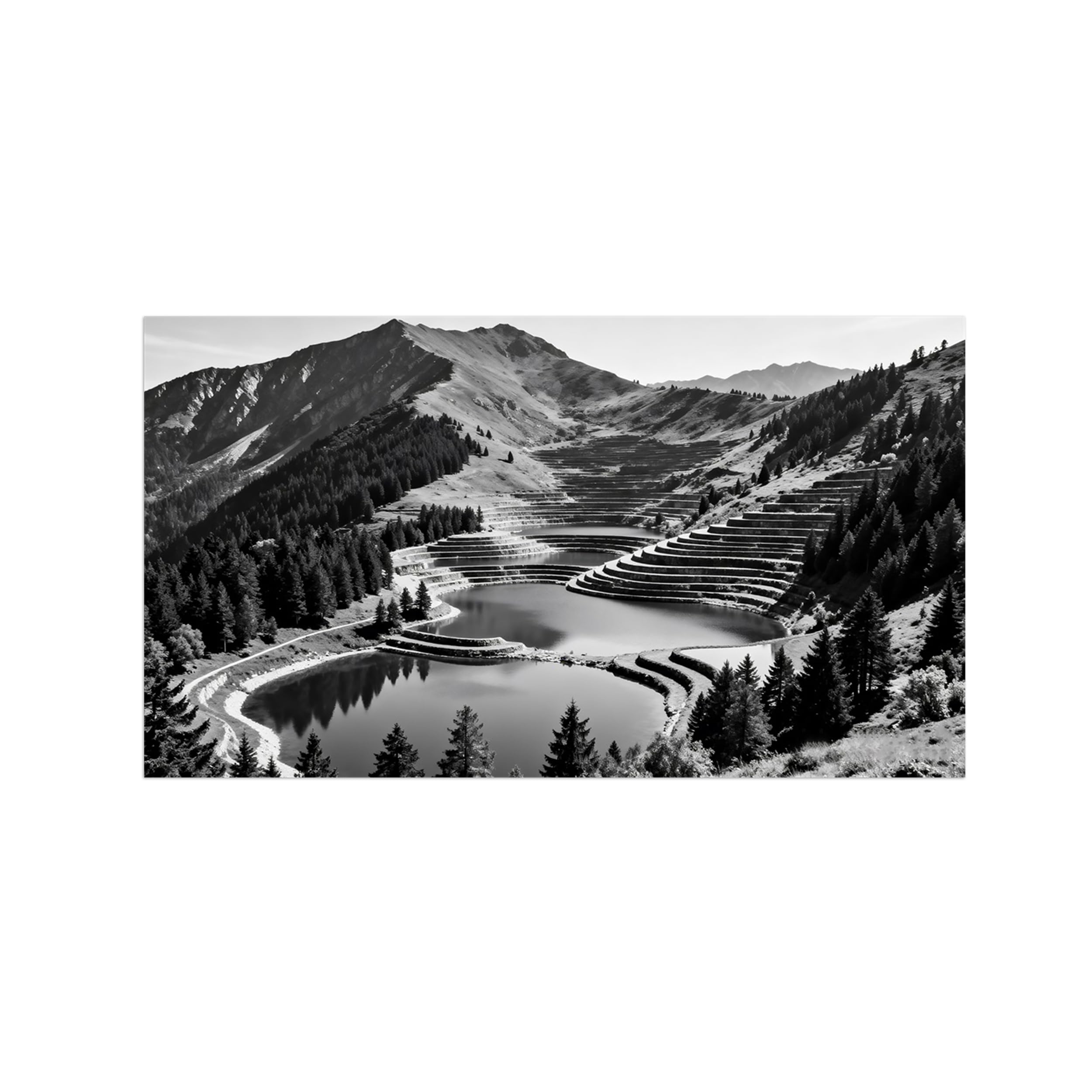 OZPWBVY Lake Field Black White Landscape Wall Art Prints 40x70cm Unframed