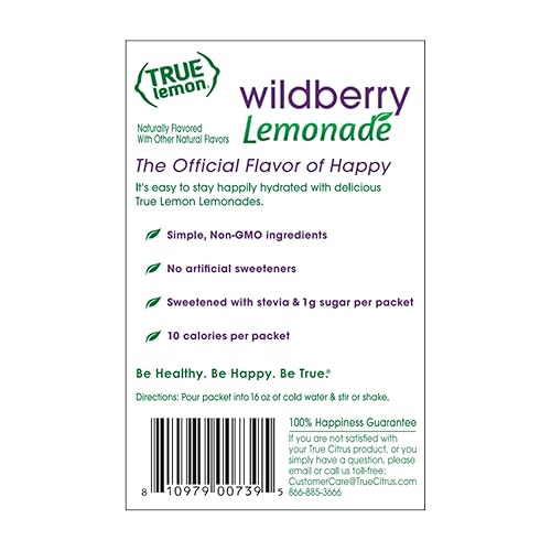 Miniatura 26 de True Lemon - Mezcla de bebida original de limonada Hecho de limón real Sin conservantes, sin edulcorantes artificiales, sin gluten Paquetes