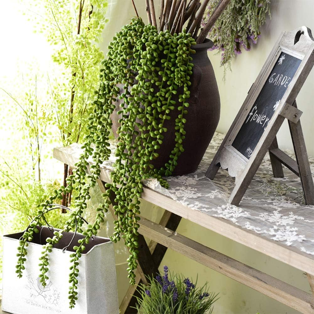 SzJias 3 Pcs String of Pearls Plant Artificial Hanging Succulents Plants for Home Garden Decor (Pots Not Included) - Image 6