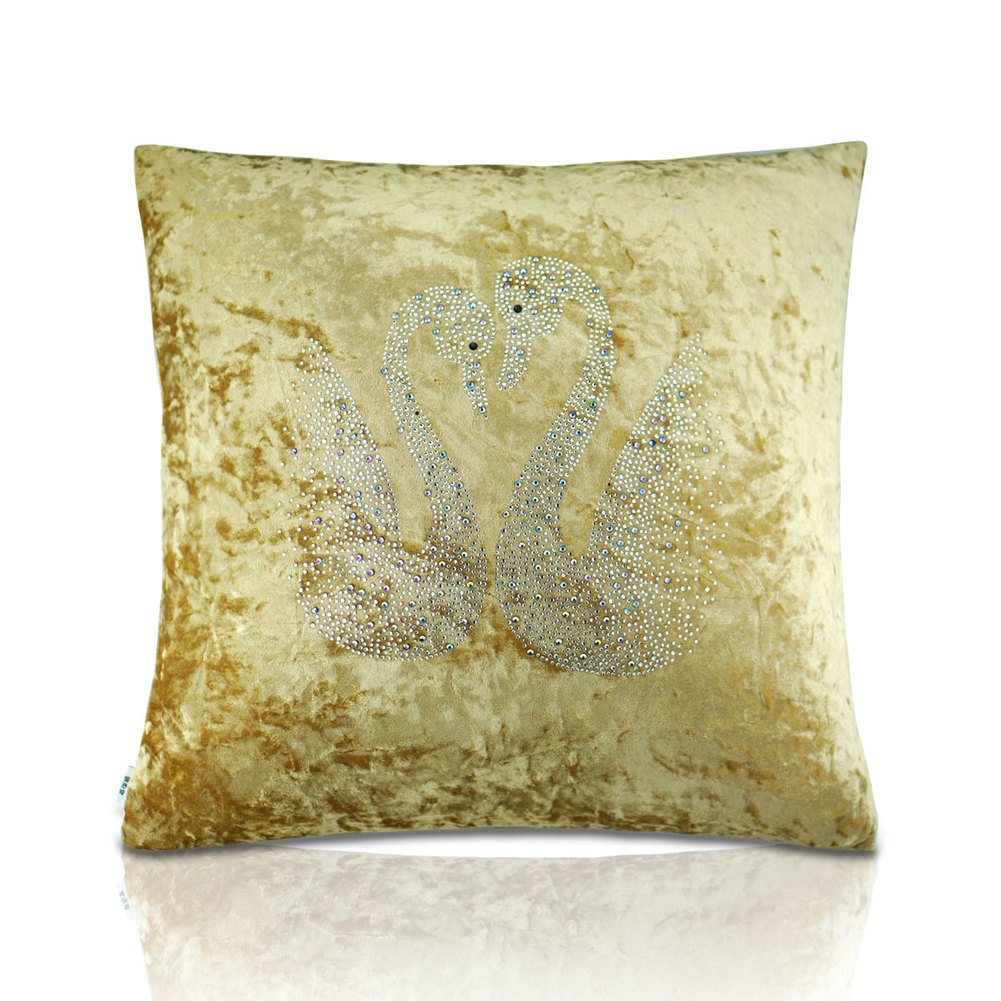 Couples câlin taie d’oreiller canapé velours or pour grand coussin
