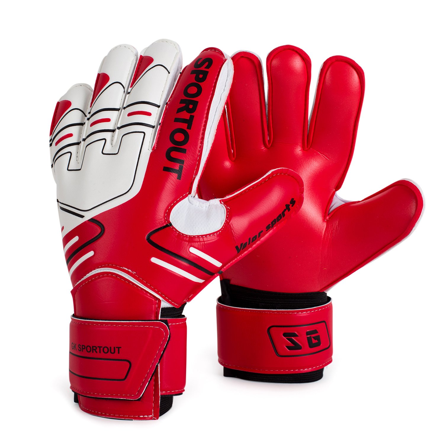 SPORTOUT Youth Adult Goalie Goalkeeper Gloves,Strong Grip for The Toughest Saves With Finger Spines to Give Protection to Prevent Injuries (Red - Image 2